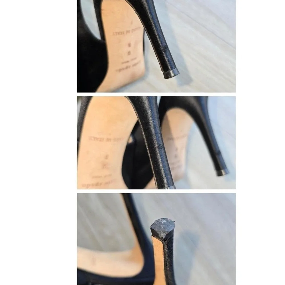 Kate Spade New York Women's Slingback Heels Size 9B Black Satin Bow Italy
